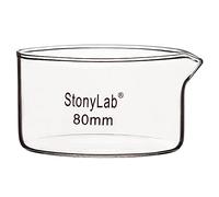 stonylab Crystallizing Dish with Spout and Heavy-Duty Rim, Borosilicate Glass Reusable Crystallizing Dishes for Crystallization and Evaporation, 100ml Capacity OD 80mm