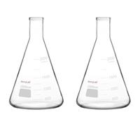 stonylab Erlenmeyer Flasks, 2 Pack 2000 ml Narrow Mouth Heavy Wall Borosilicate Glass Erlenmeyer Flask Laboratory Glassware