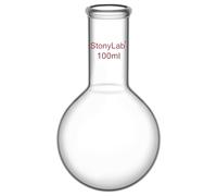 StonyLab Glass 100 ml Long Neck Round Bottom Flask, Borosilicate Glass Heavy Wall Round Bottom Boiling Flask RBF with Long Neck, 100ml
