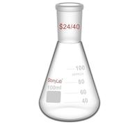 StonyLab Glass 24/40 Erlenmeyer Flask, Borosilicate Glass Heavy Wall Flask with 24/40 Standard Taper Outer Joint, 100ml