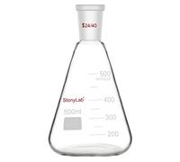 StonyLab Glass 24/40 Erlenmeyer Flask, Borosilicate Glass Heavy Wall Flask with 24/40 Standard Taper Outer Joint, 500ml