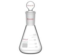 stonylab Glass 24/40 Erlenmeyer Flask with Stopper, 100 ml Borosilicate Glass Heavy Wall Flask with 24/40 Standard Taper Outer Joint and Glass Stopper