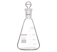 stonylab Glass 24/40 Erlenmeyer Flask with Stopper, 500 ml Borosilicate Glass Heavy Wall Flask with 24/40 Standard Taper Outer Joint and Glass Stopper