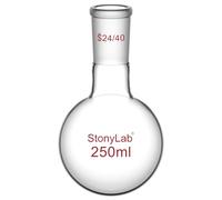 StonyLab Glass 250ml Heavy Wall Single Neck Round Bottom Flask RBF, with 24/40 Standard Taper Outer Joint - 250ml