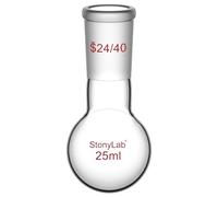 StonyLab Glass 25ml Heavy Wall Single Neck 1 Neck Round Bottom Flask RBF, with 24/40 Standard Taper Outer Joint - 25ml