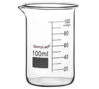 stonylab Glass Beaker, 1 Pack Borosilicate Glass Graduated Low Form Griffin Beaker with Pouring Spout Lab Beaker, 100 ml