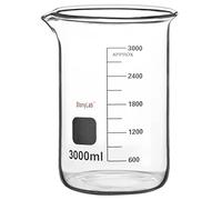 stonylab Glass Beaker, 1 Pack Borosilicate Glass Graduated Low Form Griffin Beaker with Pouring Spout Lab Beaker, 3000 ml