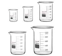 stonylab Glass Beaker Set, Borosilicate Glass Graduated Low Form Griffin Beakers in 5 Sizes, 50ml/100ml/250ml/500ml/1000ml (1 L), Combo Pack