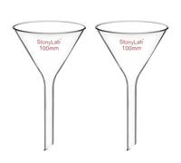 stonylab Glass Funnel, 2 Pack Heavy Wall Borosilicate Glass Short Stem Filter Funnels Laboratory Glassware, Diameter 100 mm