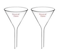 stonylab Glass Funnel, 2 Pack Heavy Wall Borosilicate Glass Short Stem Filter Funnels Laboratory Glassware, Diameter 75 mm