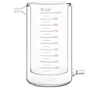 stonylab Glass Jacketed Beaker, 1 Pack Borosilicate Glass Graduated Beaker Flat-Bottom Double-Layer Lab Reaction Beaker, 1000 ml