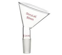 stonylab Glass Oblique Funnel, 60 Offset Borosilicate Glass Powder Funnel Inclined Triangular Funnel with 24/40 Standard Joint for Laboratory Materials Supplementing, 90 mm