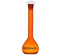 stonylab Glass Volumetric Flask, Class A Amber Volumetric Flask with Glass Stopper, Borosilicate Glass Heavy Wall Amber Volumetric Flask Tolerance ±0.10 ml - 100 ml