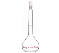 stonylab Glass Volumetric Flask Class A with Glass Stopper, Borosilicate Glass Heavy Wall Volumetric Flask Tolerance ±0.15ml, 250ml