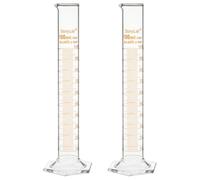 stonylab Graduated Cylinder, 2-Pack B Grade Borosilicate Glass Cylinder with Stable Hexagonal Base, 100 ml