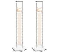 stonylab Graduated Cylinder, 2-Pack B Grade Borosilicate Glass Cylinder with Stable Hexagonal Base, 250 ml