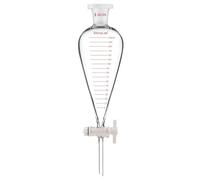 stonylab Graduated Separatory Funnel, Heavy Wall Pear-Shaped Conical Borosilicate Glass Separating Funnel with PTFE Stopcock and Plastic Top Stopper, 250 ml