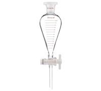 stonylab Graduated Separatory Funnel, Heavy Wall Pear-Shaped Conical Borosilicate Glass Separating Funnel with PTFE Stopcock and Plastic Top Stopper, 125 ml