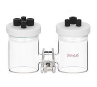 stonylab H-type Electrolytic Cells, Borosilicate Electrochemical Cell with Double Electrolytic Cell Replaceable Ion-Exchange Membrane Electrolyzer Sealed Electrochemical Cells with PTFE Lids, 100 ml