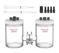 stonylab H-type Electrolytic Cells, Borosilicate Replaceable Ion-Exchange Membrane Electrolyzer Sealed Electrochemical Cells with PTFE Lids and Electrodes, 200 ml