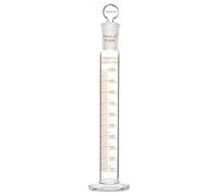 stonylab Measuring Cylinder with Stopper, 100 ml Heavy Wall Borosilicate Glass Measuring Graduated Cylinder with 24/40 Standard Ground Joint and Flat Head Stopper, 1 Pack