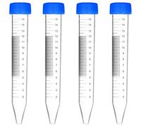 stonylab Micro Centrifuge Tubes, 15ml Polypropylene Graduated Clear Plastic Centrifuge Vials with Flat-Top Snap Cap, Pack of 50 (15 ml, 50 Packs)