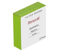 StonyLab Quantitative Filter Paper Circles, 74mm Diameter Cellulose Filter Paper with 20 Micron Particle Retention Medium Filtration Speed, Pack of 100