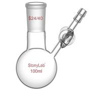 stonylab Reaction Flask with Glass Stopcock Valve, 24/40 Joint, Borosilicate Glass Single-Neck Round Bottom Flask, for Laboratory Experiments and Applications, 100 ml