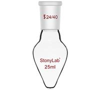 stonylab Recovery Flask, Heavy Wall Single Neck Borosilicate Glass Rotary Evaporator Flask with 24/40 Standard Taper Outer Joint, Pear-shaped Lab Flask, 25 ml