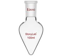 stonylab Recovery Flask, Heavy Wall Single Neck Borosilicate Glass Rotary Evaporator Flask with 24/40 Standard Taper Outer Joint, Pear-shaped Lab Flask, 100 ml