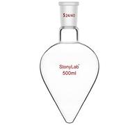 stonylab Recovery Flask, Heavy Wall Single Neck Borosilicate Glass Rotary Evaporator Flask with 24/40 Standard Taper Outer Joint, Pear-shaped Lab Flask, 500 ml