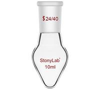 stonylab Recovery Flask, Heavy Wall Single Neck Borosilicate Glass Rotary Evaporator Flask with 24/40 Standard Taper Outer Joint, Pear-shaped Lab Flask, 10 ml