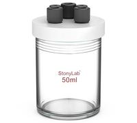 stonylab Single Chamber Electrolytic Cell, Borosilicate Glass Sealed Electrolytic Cell Electrochemical Cell Kit Reactor Electrolyzer with 5-Hole PTFE Lid, No Electrode Included, 50 ml