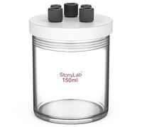 stonylab Single Chamber Electrolytic Cell, Borosilicate Glass Sealed Electrolytic Cell Electrochemical Cell Kit Reactor Electrolyzer with 5-Hole PTFE Lid, No Electrode Included, 150 ml