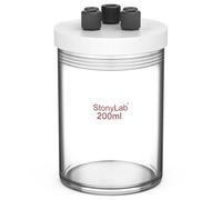 stonylab Single Chamber Electrolytic Cell, Borosilicate Glass Sealed Electrolytic Cell Electrochemical Cell Kit Reactor Electrolyzer with 5-Hole PTFE Lid, No Electrode Included, 200 ml