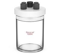 stonylab Single Chamber Electrolytic Cell, Borosilicate Glass Sealed Electrolytic Cell Electrochemical Cell Kit Reactor Electrolyzer with 5-Hole PTFE Lid, No Electrode Included, 100 ml