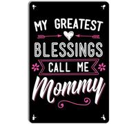 STOOKI Metal Tin Sign Blessed Mommy Wall Decor Fun Decoration for Home Kitchen Bar Pub Man Cafe Room Garage Vintage Retro Plaque Posters 12x8 Inch