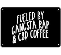 STOOKI Metal Tin Sign Gangsta Rap And CBD Coffee Wall Decor Fun Decoration for Home Kitchen Bar Pub Man Cafe Room Garage Vintage Retro Plaque Posters 12x8 Inch