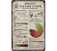 STOOKI Metal Tin Sign,Whisky Tasting Steps KnowledgeWall Decor Fun Decoration for Home Kitchen Vintage Retro Plaque Posters 12x8 Inch