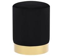 Stool Black and Golden Velvet with Metal Base 28 x 36 cm Barrel Shape Padded Portable for Living Room Children's Room Balcony Outdoor Space Saving Versatile