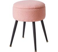 Stool Chair for Dressing Table, Vanity Stool with Storage, Small Side Table with 4 Metal Legs for Living Room Bedroom