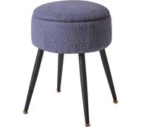 Stool Chair for Dressing Table, Vanity Stool with Storage, Small Side Table with 4 Metal Legs for Living Room Bedroom