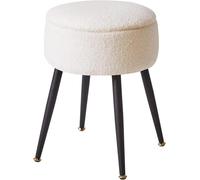 Stool Chair for Dressing Table, Vanity Stool with Storage, Small Side Table with 4 Metal Legs for Living Room Bedroom
