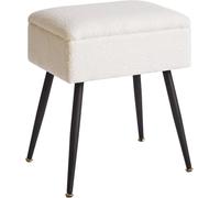 Stool Chair for Dressing Table, Vanity Stool with Storage, Small Side Table with 4 Metal Legs for Living Room Bedroom