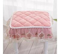 Stool Cover Chair Stool Protector Cover,Non-Slip Piano Stool Cover Rectangle Chair Stool Pad Cover Dustproof Washable (38 * 58CM,Lace-Pink)