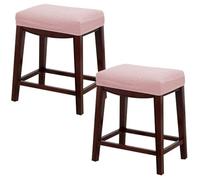 Stool Covers Rectangle 2/4 Pack, Stretch Rectangle Bar Stool Covers Elastic Vanity Stool Cover Chair Seat Slipcover Counter Stool Covers Saddle Seat Cover For Wooden Metal Bench(Pink,Set of 2)