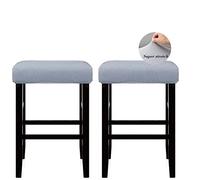 Stool Covers Rectangle,2 Pack Stretch Rectangle Bar Stool Covers Jacquard Vanity Stool Cover Washable Counter Stool Covers Saddle Seat Cover with Elastic Band for Wooden Metal Bench(Light Grey)