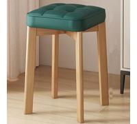 Stool for Makeup - PU Upholstet with Walnut Legs Ideal for Bedroom or Entryway Perfect Match for Wooden Dressing Tables & Home Decor