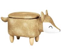 Beliani Storage Animal Stool Fox Fox Velvet Orange