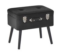 Beliani Storage Stool Mallard Velvet Black